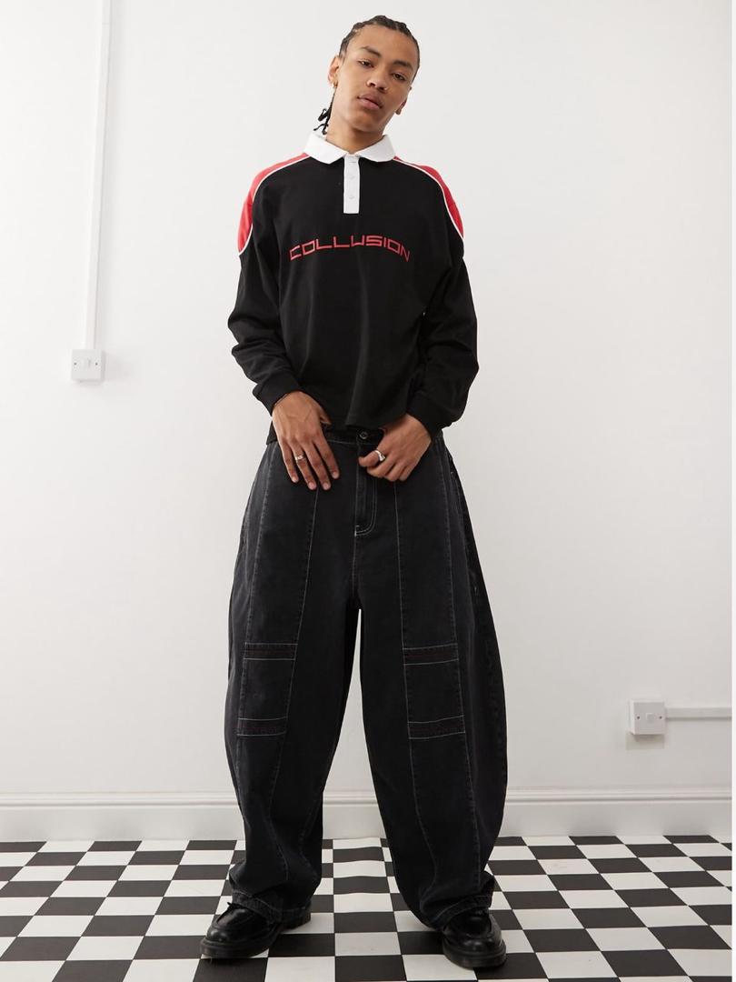 COLLUSION SEAM DETAILS JOGGERS JEAN IN BLACK