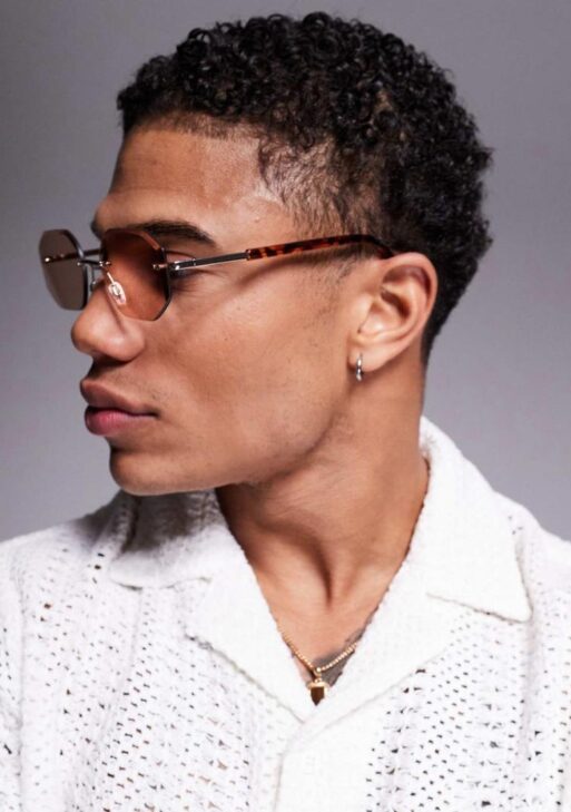 UK Rimless sunglasses with brown lens and metal gold frame