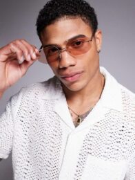 UK Rimless sunglasses with brown lens and metal gold frame