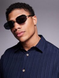UK Rimless sunglasses with black lens and metal gold frame