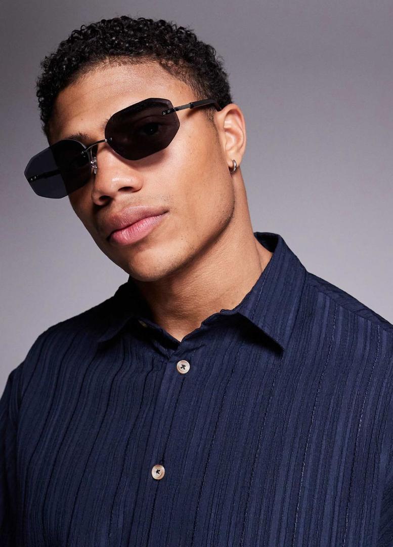 UK Rimless sunglasses with black lens and metal gold frame